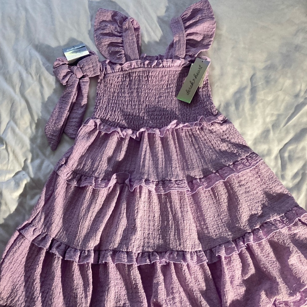 Lavender Ruffled Kids Dress - Picture 3 of 4